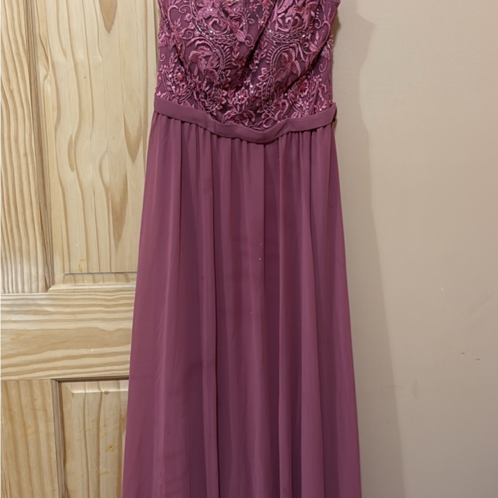 Pink One Shoulder Spaghetti Strap Gown